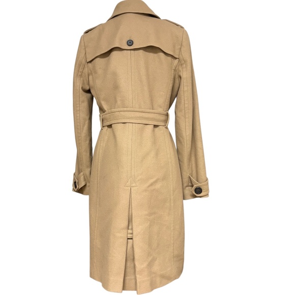 coat J CREW classic camel trench wool nylon cashmere 39" academia preppy French - Picture 4 of 15